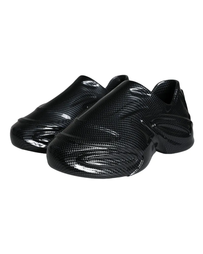 Dolce & Gabbana Black Foiled Rubber Toy Low Top Men Sneakers Shoes Black