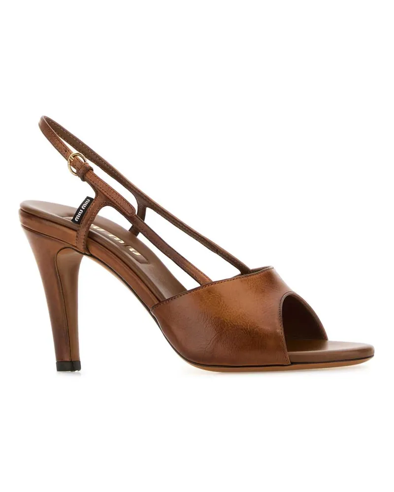 Miu Miu Women's Brown Leather Sandals Cognac Calfleather Sandali Brown