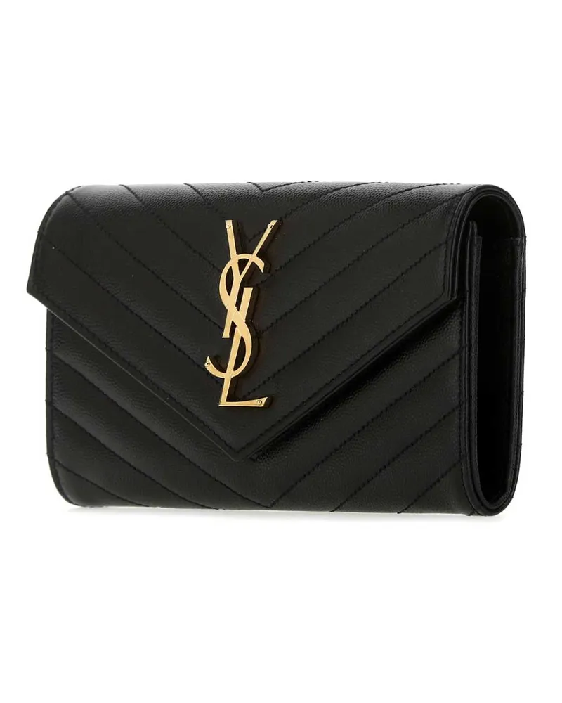 Saint Laurent Women's Black Leather Wallet 1000 Calf Skin Portafogli Black