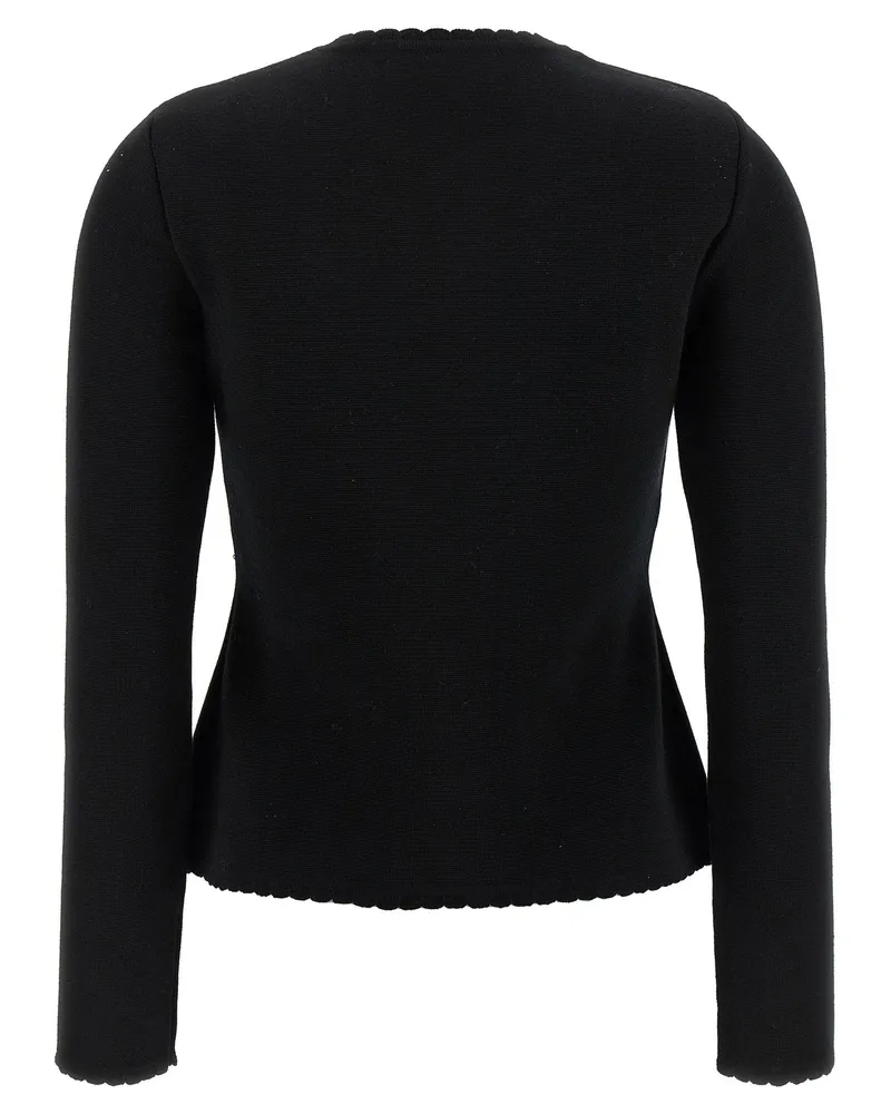 Moschino Merino Wool with Chain Detail Cardigan — Black Black