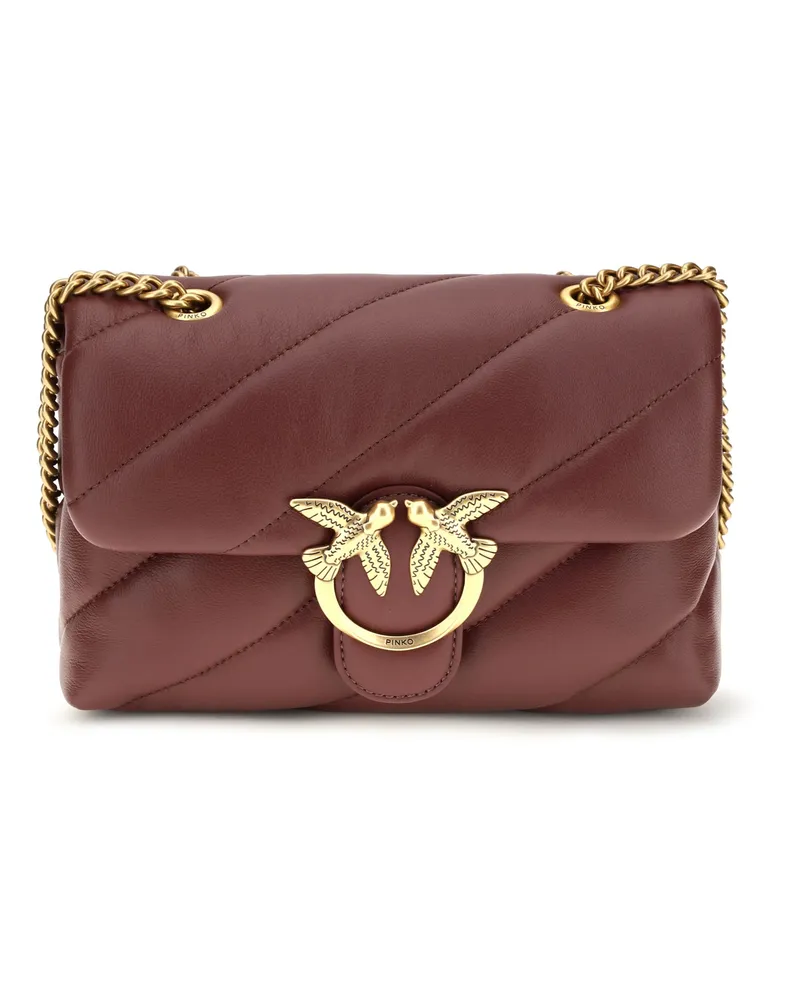 Pinko Women's Shoulder Bag Love Mini Puff Antique Gold Intense Currant-Antique Calf Leather Currant/antique Burgundy
