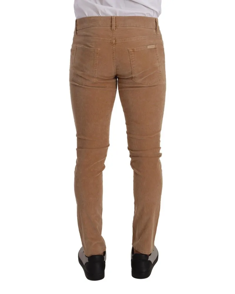 Dolce & Gabbana Men's Brown Corduroy Cotton Skinny Slim Fit Jeans Clothing Brown