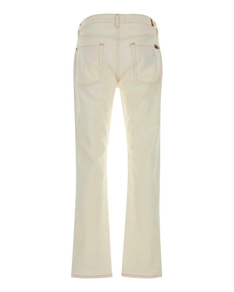 7 for all mankind Men's White Stretch Denim Jeans Bianco Exterior: Cotton Elastane White