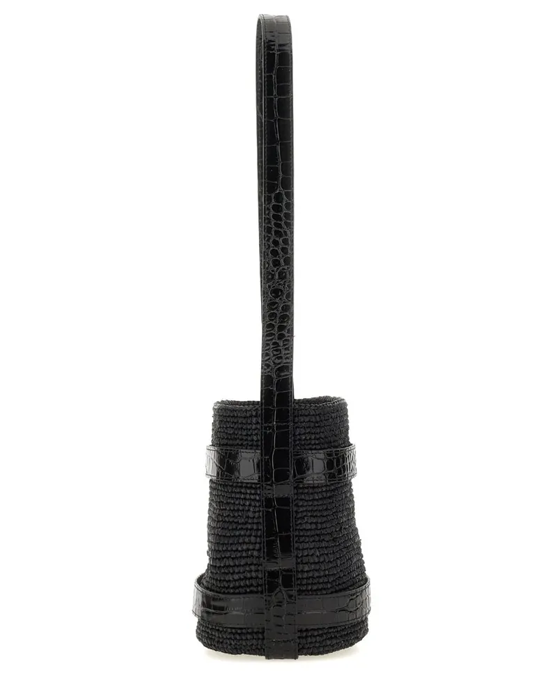 Manebí Women's Bucket Bag Black Raffia Shoulder Black