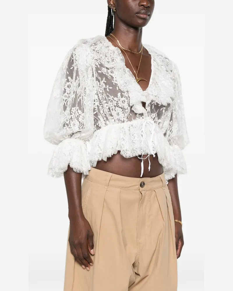 Chloé Embroidered Lace Blouse — White White