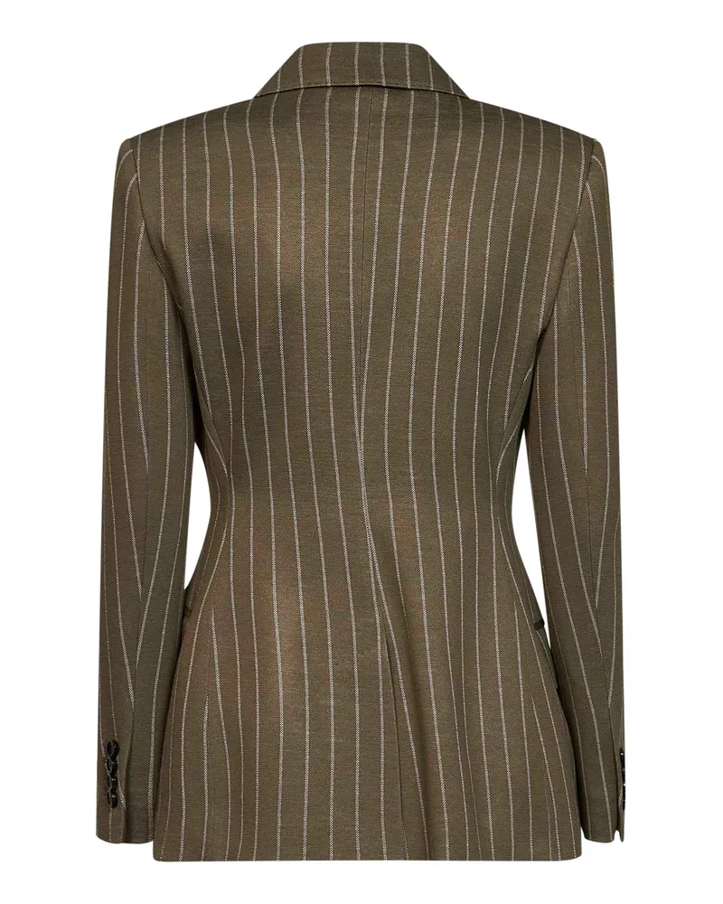 Max Mara Pinstriped Virgin Wool Blazer — Green Green