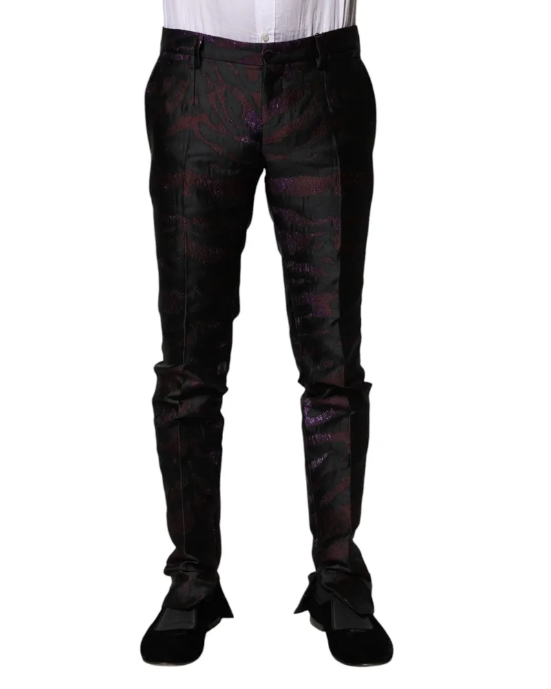 Dolce & Gabbana Men's Multicolor Polyester Patterned Pants Black