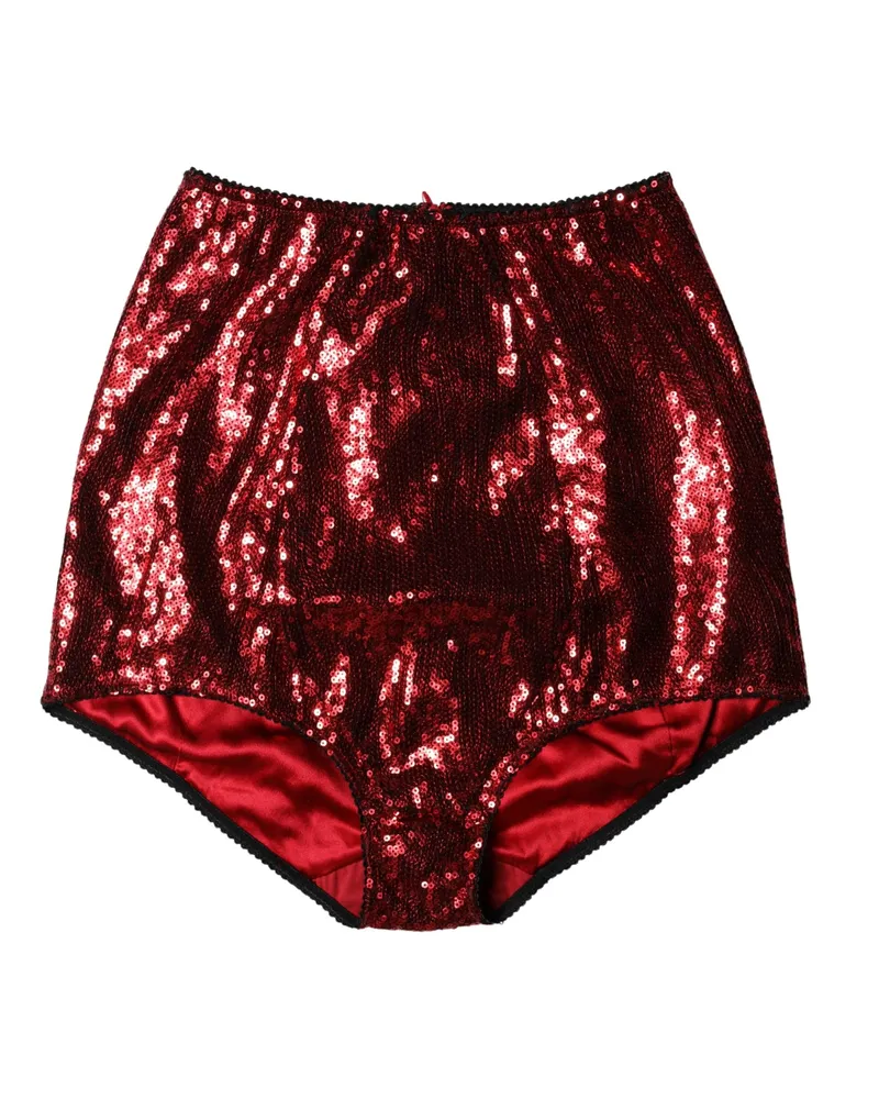 Dolce & Gabbana Women Red Sequin Embellished High Waist Girdle Underwear Nylon Clothing Red