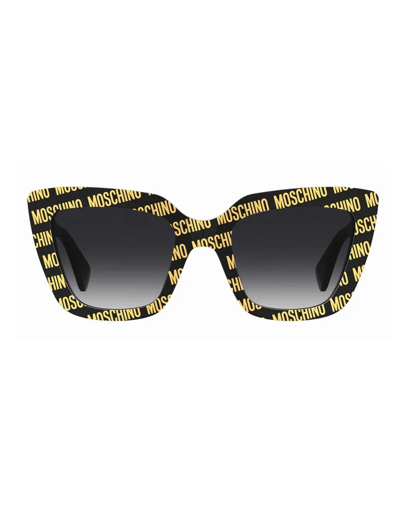 Moschino Women's Sunglasses Cat Eye Full Rim, Pattern Black Frame And Dark Grey Gradient Lens Mos148-S07rm9o Black