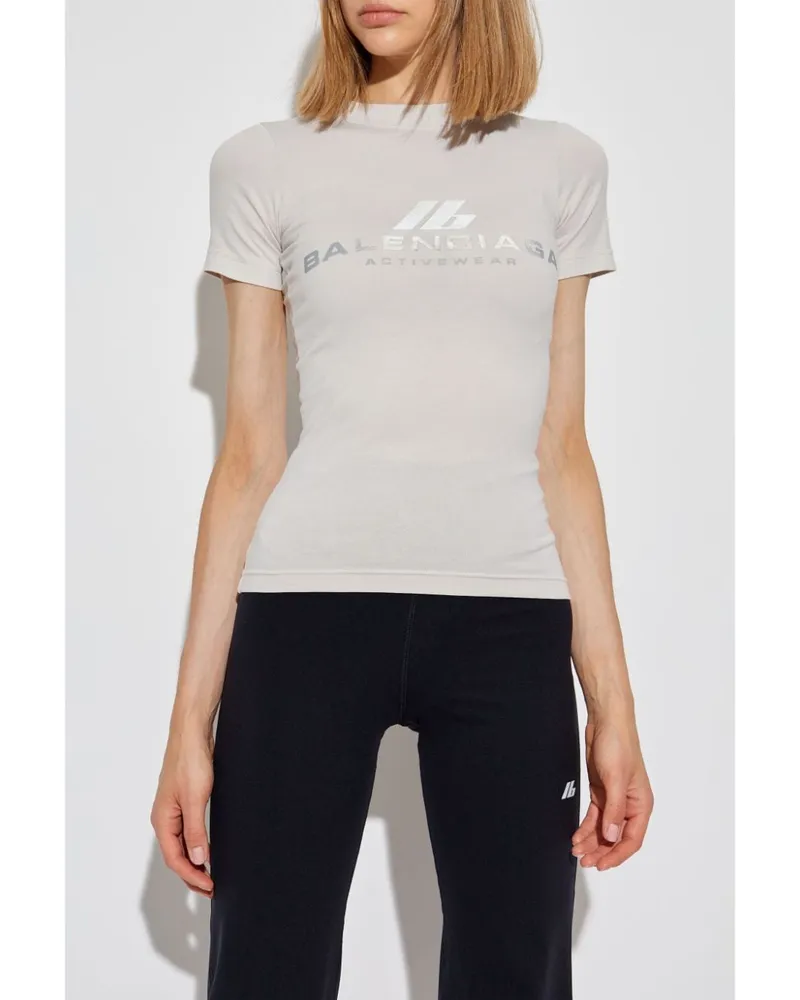 Balenciaga Logo-Printed Cotton Blend T-Shirt — White White
