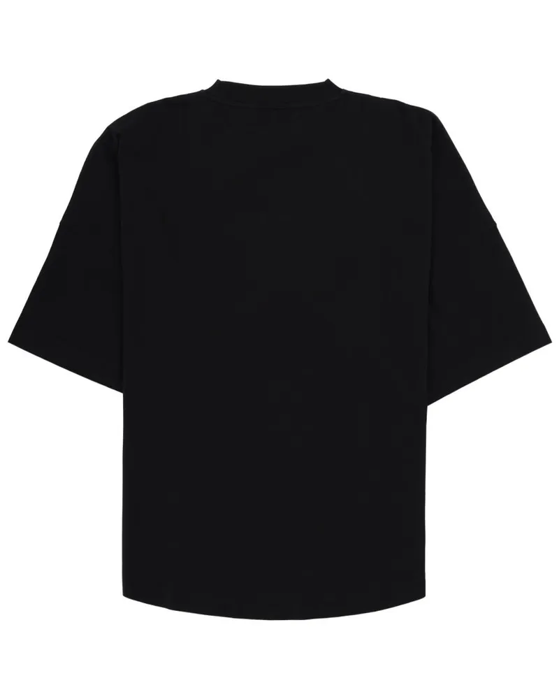 Palm Angels Logo-Embroidered Cotton T-Shirt — Black Black
