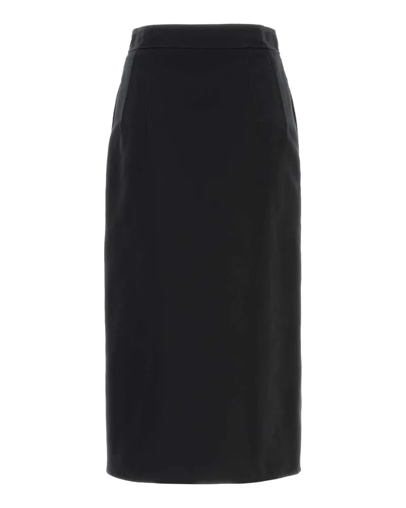 Bottega Veneta Women's Black Gabardine Skirt Exterior: Cotton Silk Gonne Black