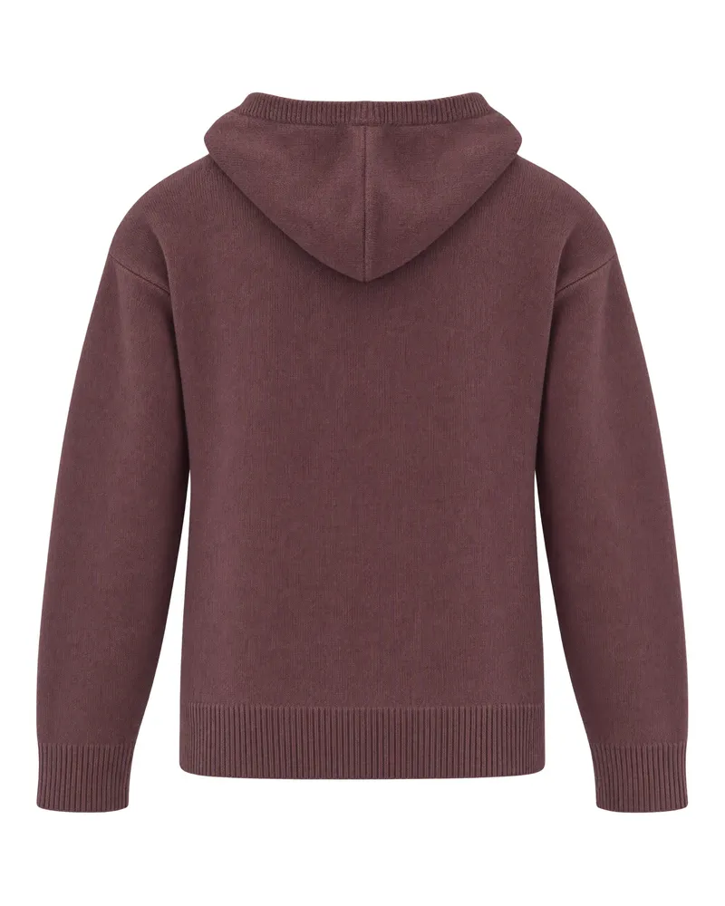 Diesel Wool-Rich Knit Hoodie — Burgundy Burgundy