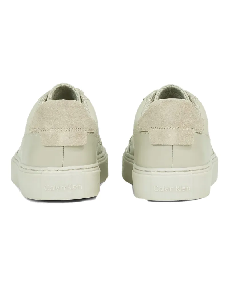 Calvin Klein Men's Low Top Lace Up Bskt Sneakers Grey Shoes White