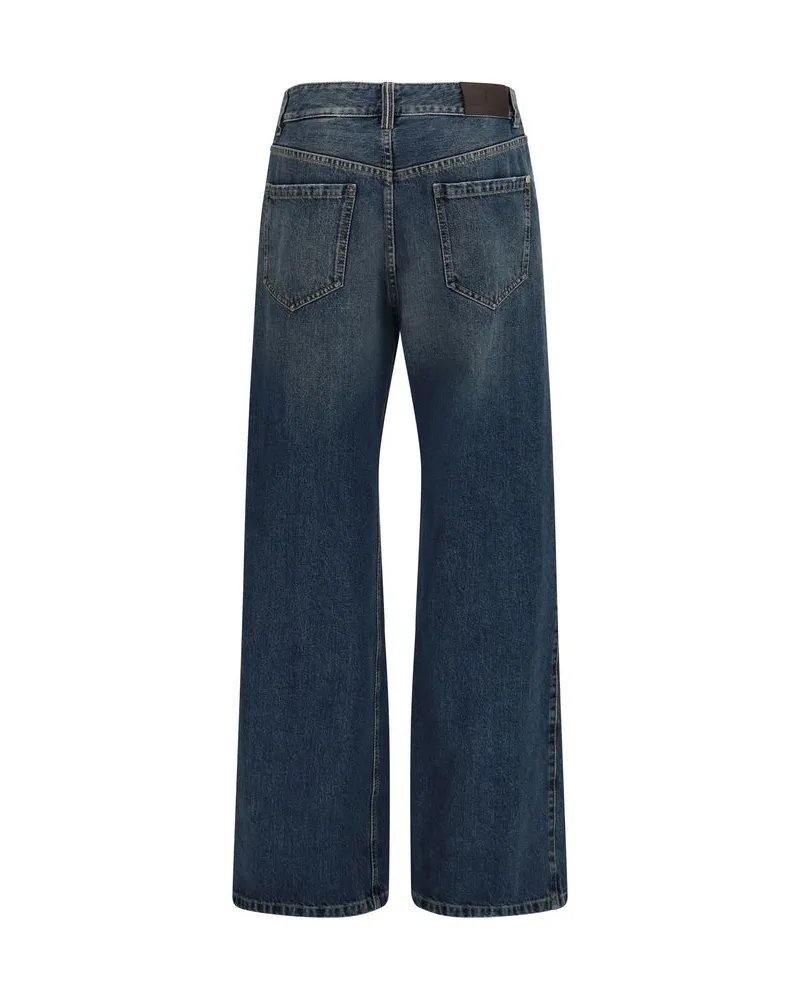 Brunello Cucinelli Wide-Leg Cotton Denim Jeans — Blue Blue