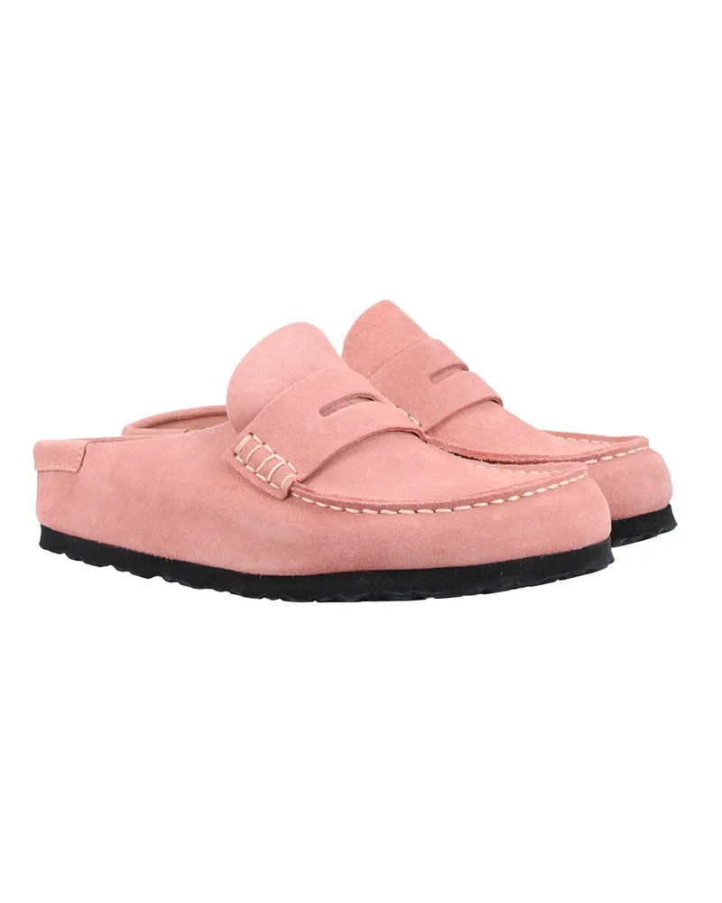 Birkenstock Unisex Moccasin Naples Wrapped Pink Clay Slippers Flat Shoes Pink