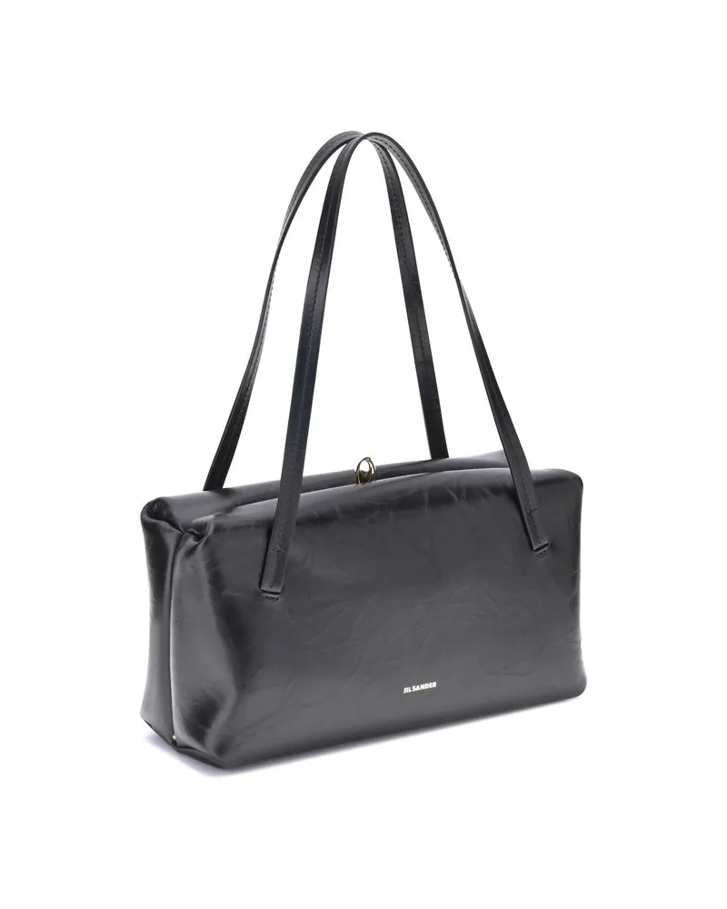 Jil Sander Women's Black Calf Leather Bos Taurus Shoulder Bag Black