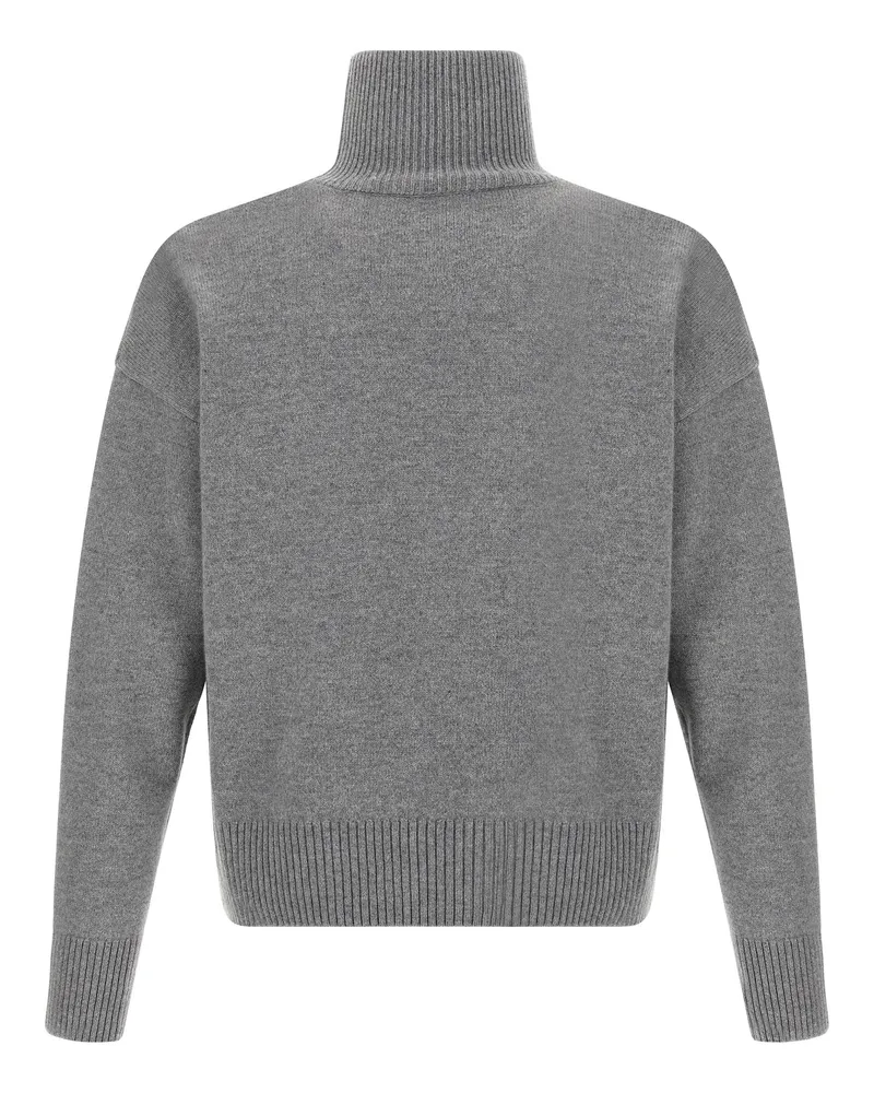 AMI Paris Puff Logo Turtleneck Sweater — Grey Grey