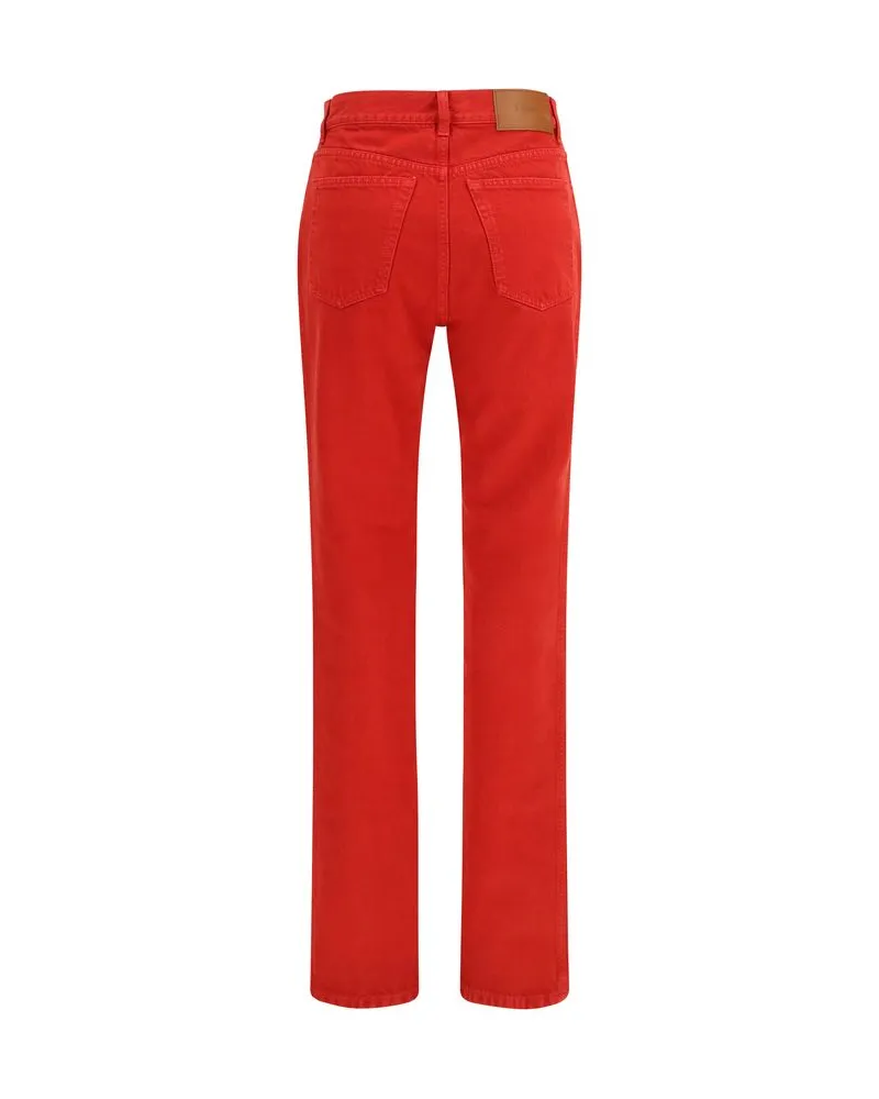 Chloé Slim-Leg Cotton Jeans — Red Red
