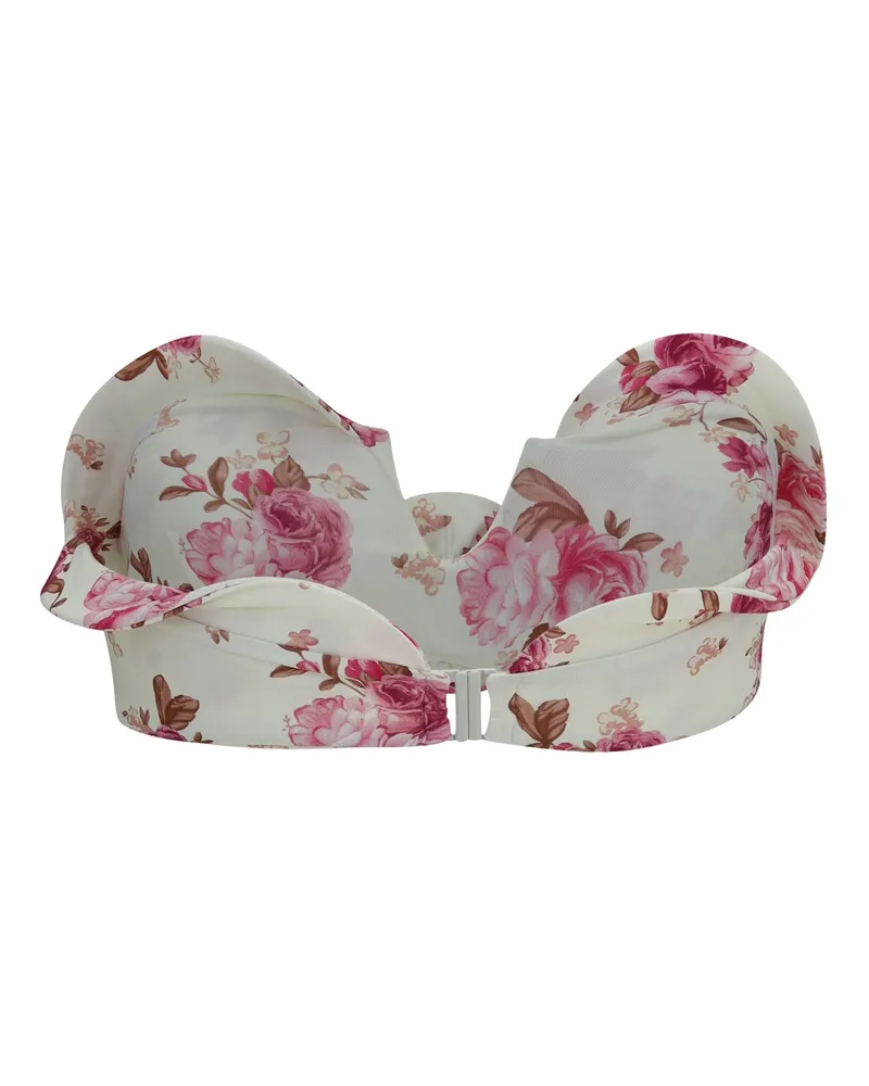 Magda Butrym Women's Sculptural Floral-Print Bandeau Swim Top Cream Polyamide; Elastane Swimwear Sea Clothing Cream
