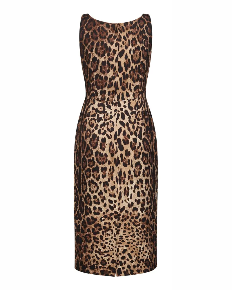 Dolce & Gabbana Women's Midi Dress Leopard Print Multicolour Silk Multicolor
