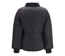 Quilted Diamond-Pattern Puffer Jacket — Black