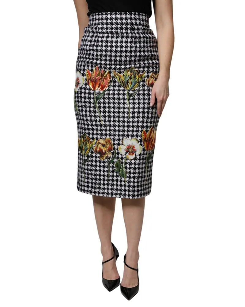 Dolce & Gabbana Women's Multicolor Floral Print High Waist Pencil Cut Skirt Virgin Wool Nylon Multicolor