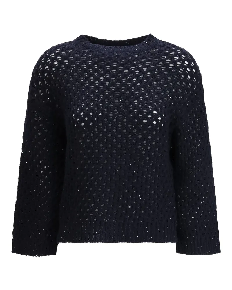 Fabiana Filippi Women's Knit Jumper Night Blue Fleece Wool Sweater Navy