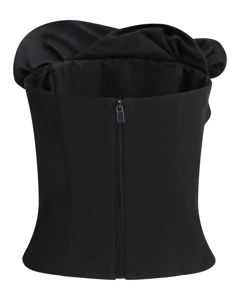 Magda Butrym Women's Wool And Silk Corset Top With Sculptural Neckline Black Fleece Black