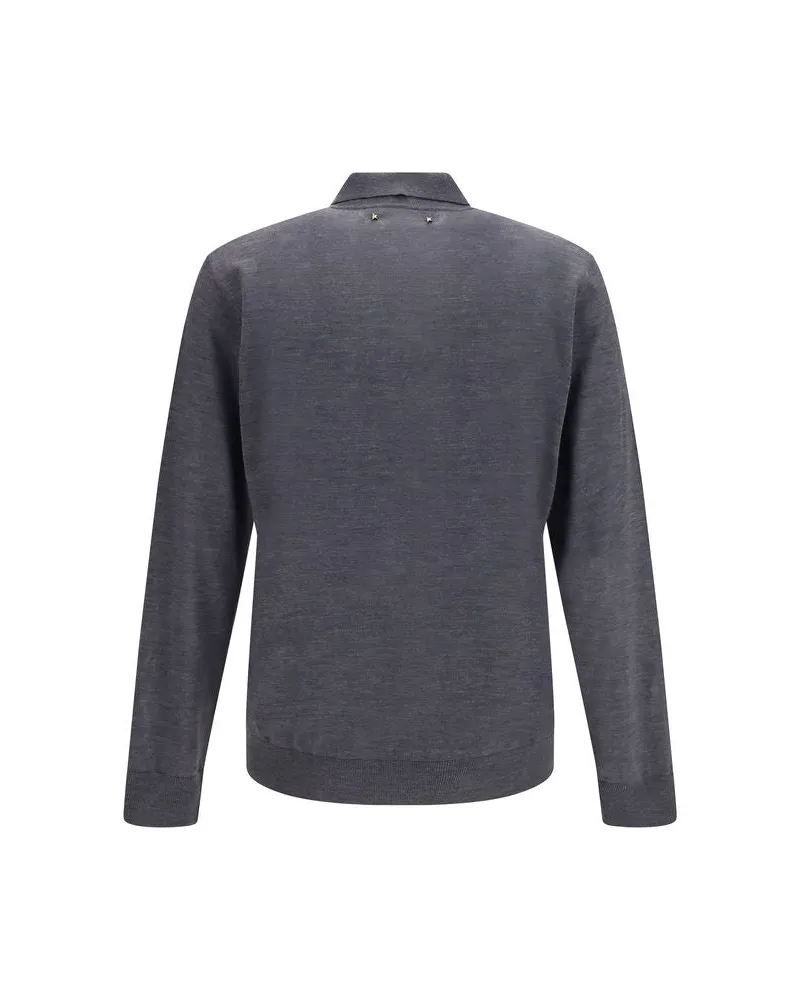 Golden Goose Men Gray Wool Oves Aries Dress Shirt Gray