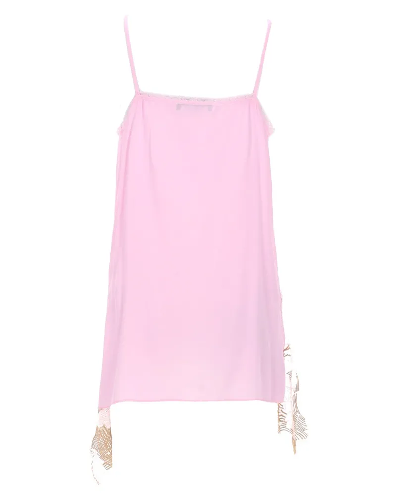 Fabiana Filippi Lace-Trim Acetate Blouse — Pink Pink