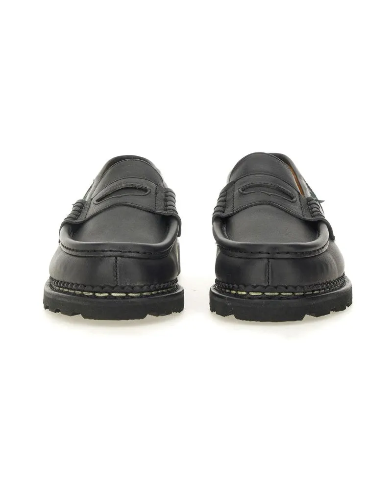 Paraboot Leather Moccasin Loafer — Black Black