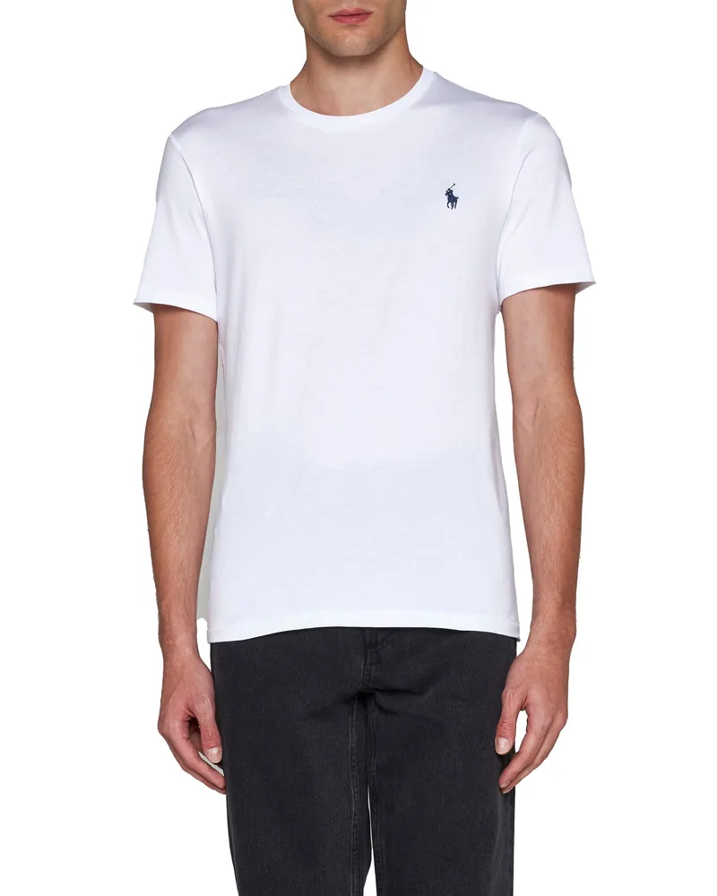 Ralph Lauren Logo-Embroidered Crew Neck T-Shirt — White White