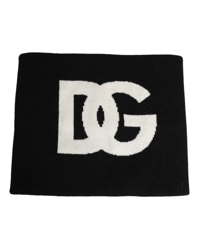 Dolce & Gabbana Black D&g Logo Cashmere Knitted Men Scarf And White 01+pa+ws Black