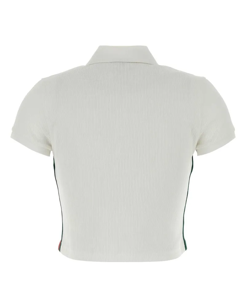 Gucci Women's Ribbed Cotton-Polyester Polo Shirt White White