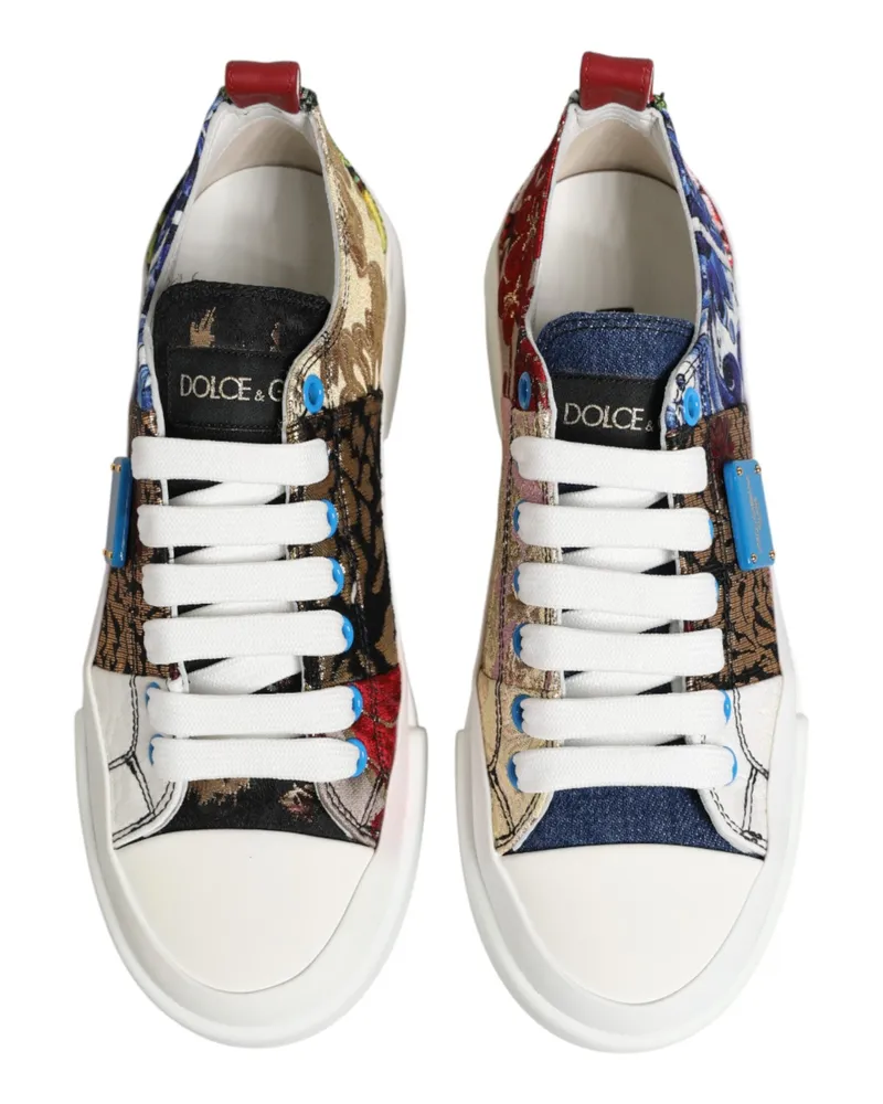 Dolce & Gabbana Women's Multicolor Patchwork Low Top Sneakers Shoes Co+se+vi+05lf Multicolor
