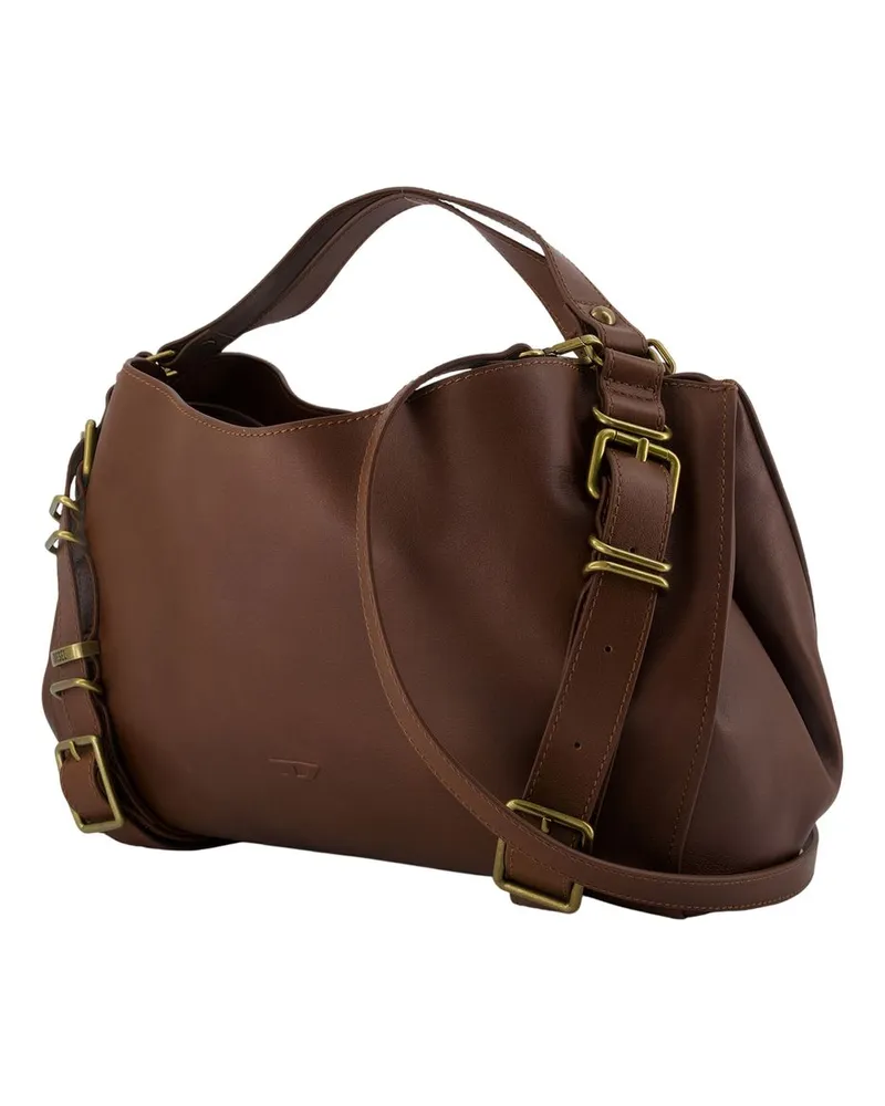Diesel D-One Top Handle M Leather Top Handle Bag — Brown Brown