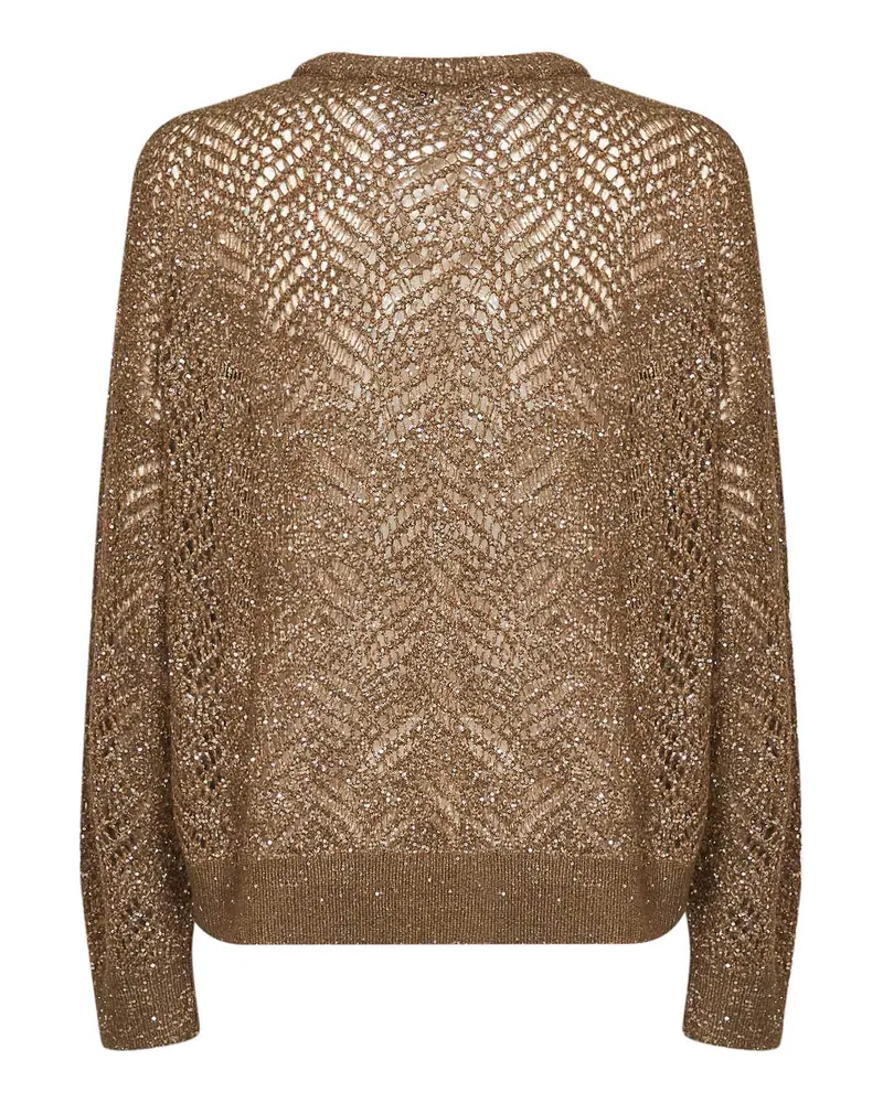 Brunello Cucinelli Women's Sweater Dazzling Abstract Leaf Brown Polyamide Brown