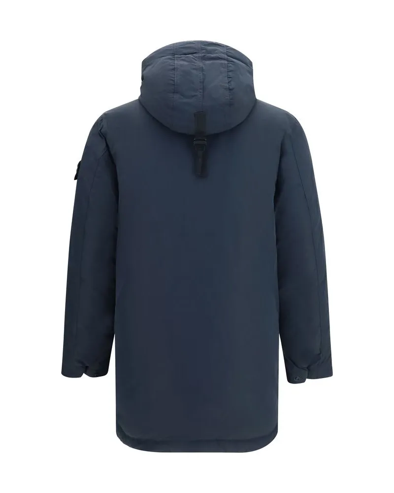 Stone Island Men Blue Polyester Coat Clothing Navy
