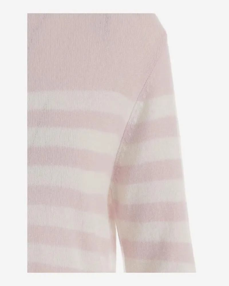 Bruno Manetti Women's Cashmere Sweater With Striped Pattern Pink Pink