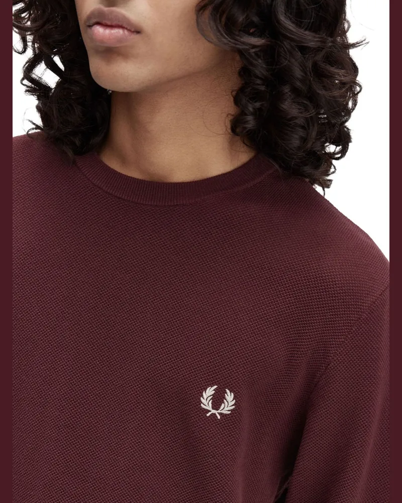 Fred Perry Pique Cotton Logo Sweater — Bordeaux Bordeaux