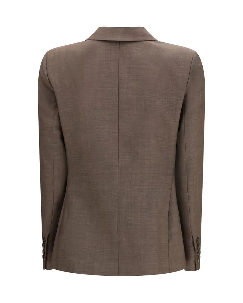 Blazé Milano Women's Brown Fleece Wool Blazer Clothing Brown