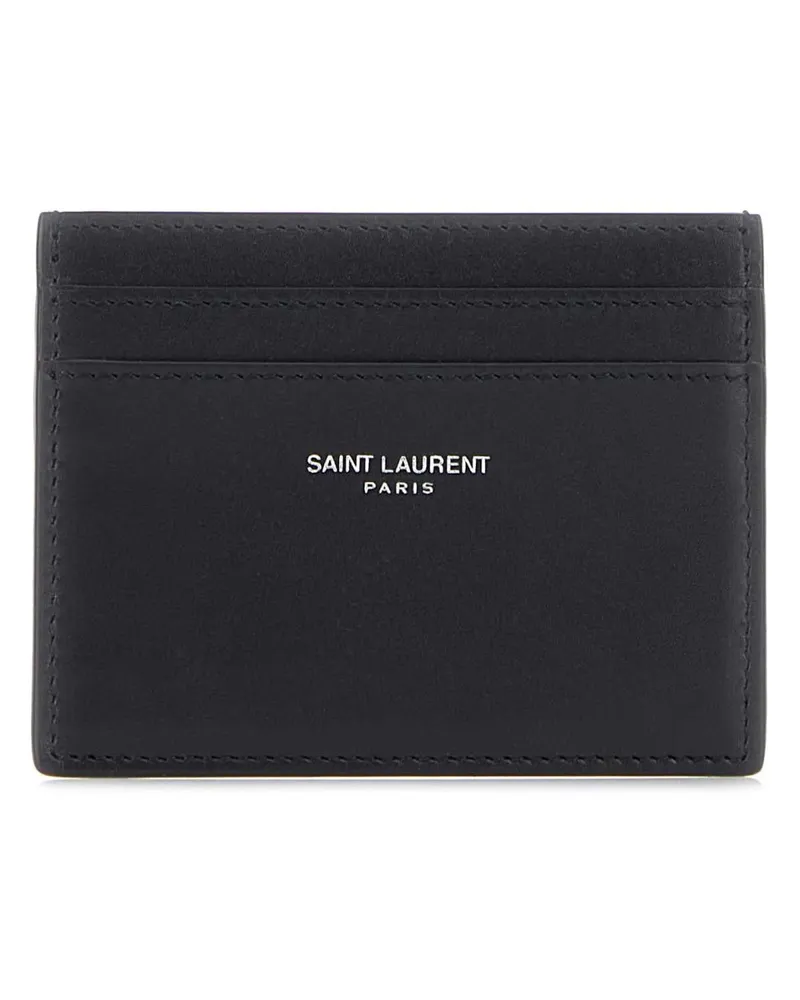 Saint Laurent Men's Paris Card Case Black Leather Cases Black