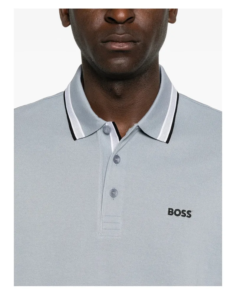 HUGO BOSS Tipped Collar and Cuffs Polo Shirt — Gray Gray