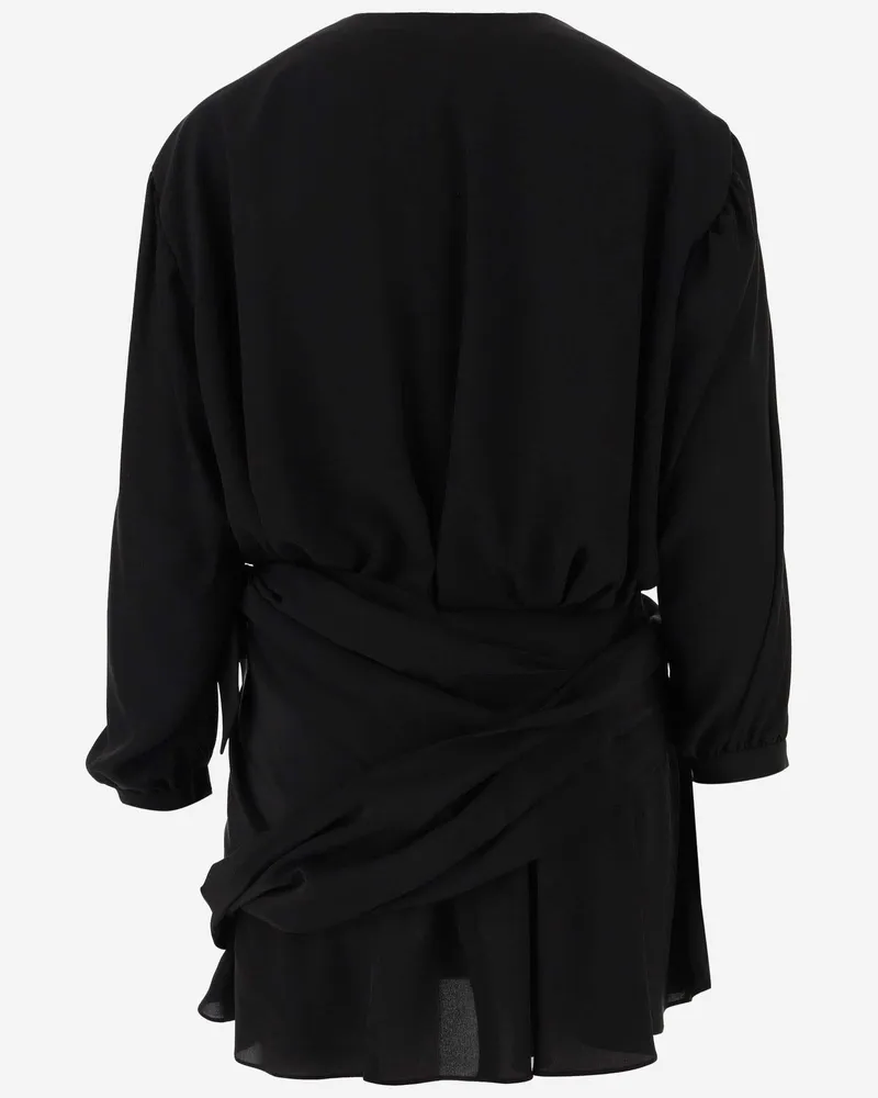 Balenciaga Women's Dress Draped Silk Black Black