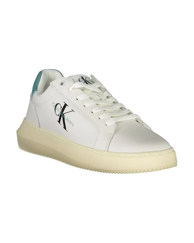 Calvin Klein Logo-Print Leather Sneaker — White White
