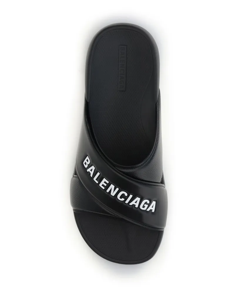 Balenciaga Men's Slides Cross-Logo Black-White Rubber Trainers Black/white Sneaker Black