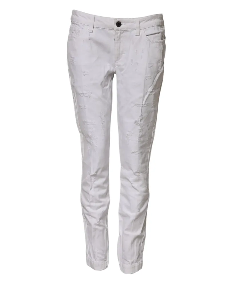 Dolce & Gabbana White Cotton Mid Waisted Women Denim Jeans Clothing White