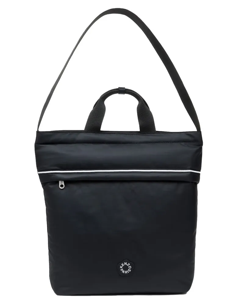 Kenzo Women's 2-Way Boke Flower Tote Bag Black Nylon Handbags Hand Black