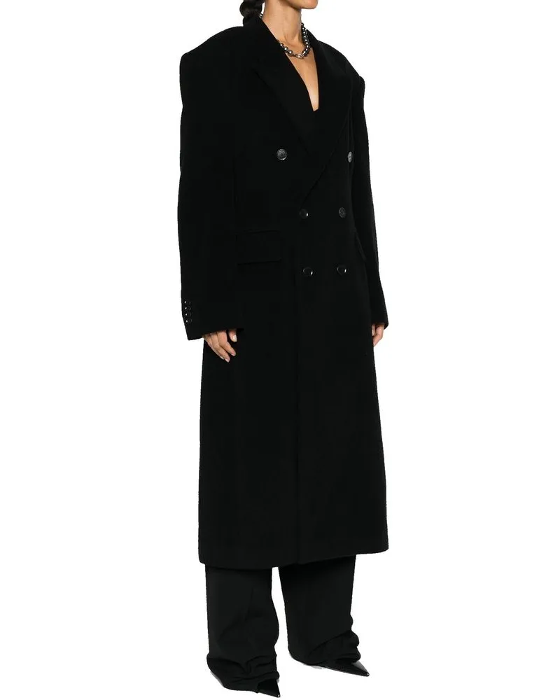 Balenciaga Women's Black Cashmere Coat Clothing Black